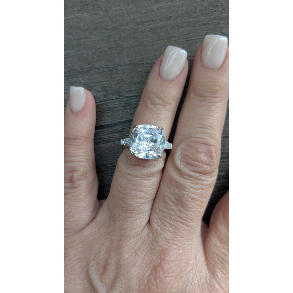 Costume Diamond Engagement Solitaire Cushion Cut 5ct Baguette Size 6 Ring